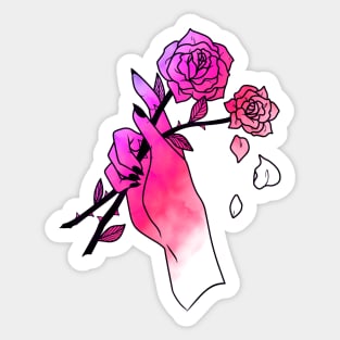 hand & rose Sticker